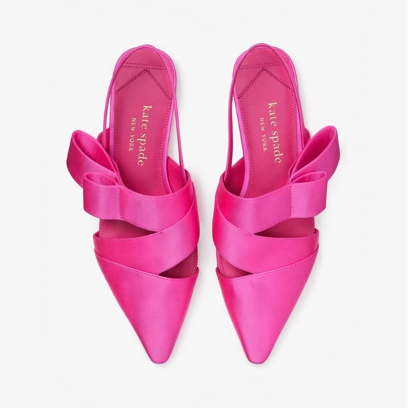 ♠️Kate Spade Bianca Satin Flats, Vivid Snapdragon Pink NIB - Picture 3 of 9